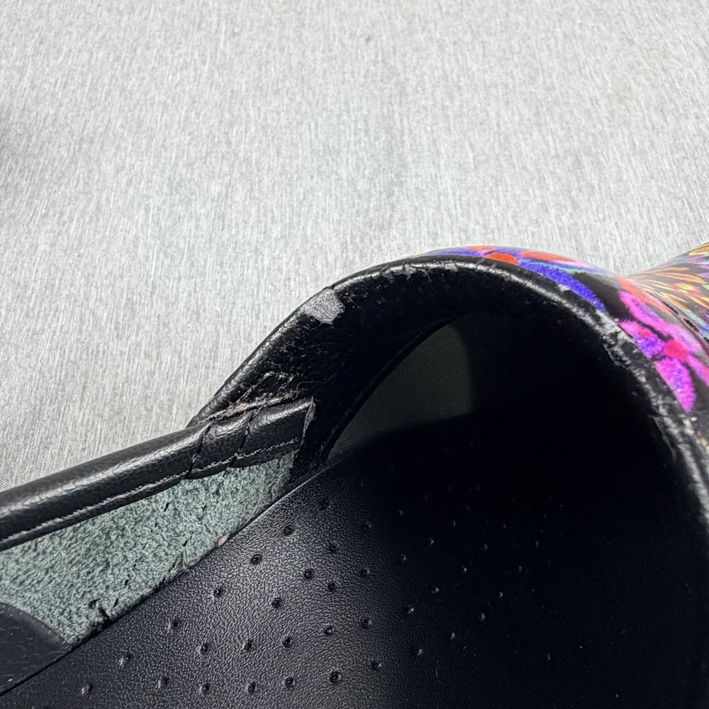Dansko Professional Shoes Womens Size 39 Floral Patent Leather Clogs Comfort - Picture 11 of 15